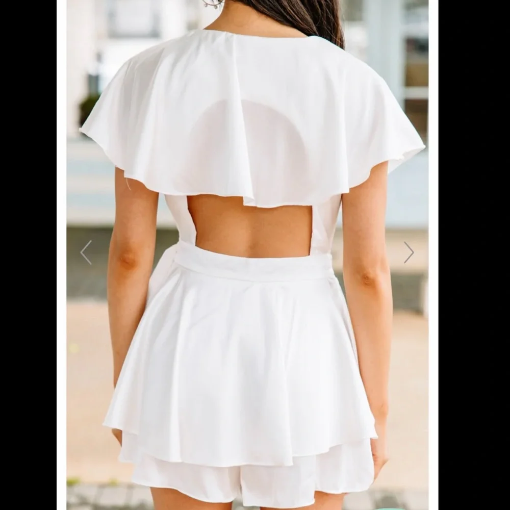 White Ruffled Romper - Picture 2 of 3